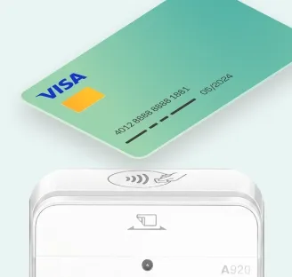 The customer pays with a card at the EllyPOS terminal
