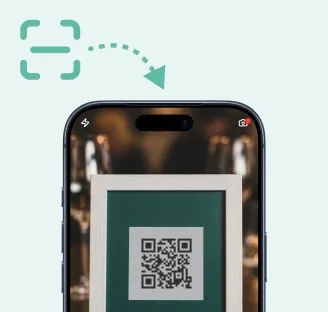 The guest scans the QR code on the table