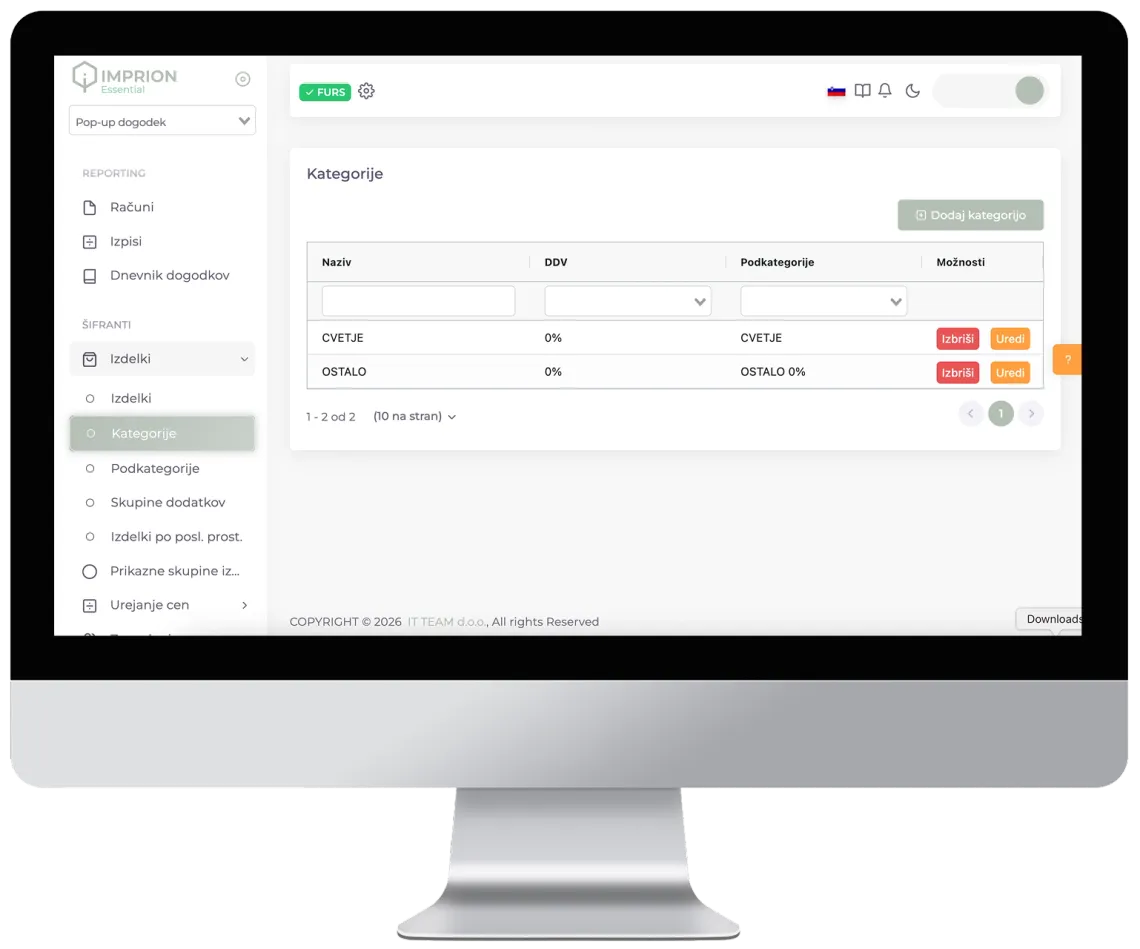 Imprion POS cash register for concept stores