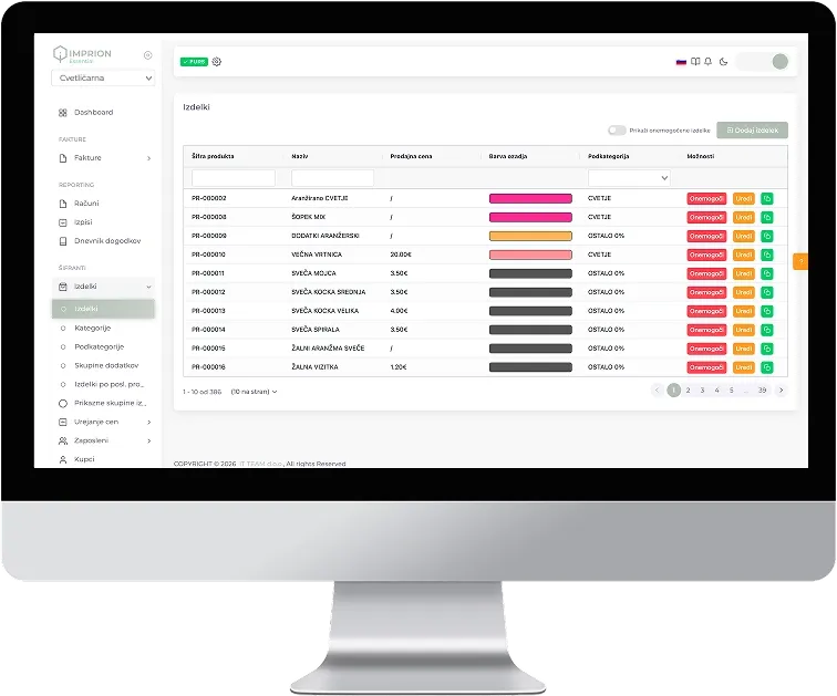 Imprion POS cash register for flower shops