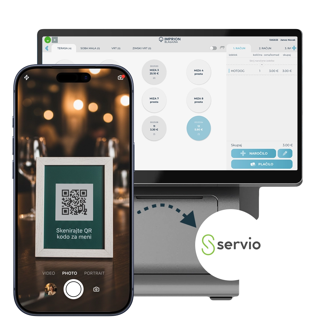 Servio digital ordering via QR code
