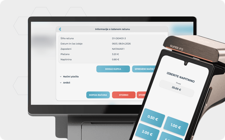 Sistem digitalnih napitnin na Imprion POS blagajni